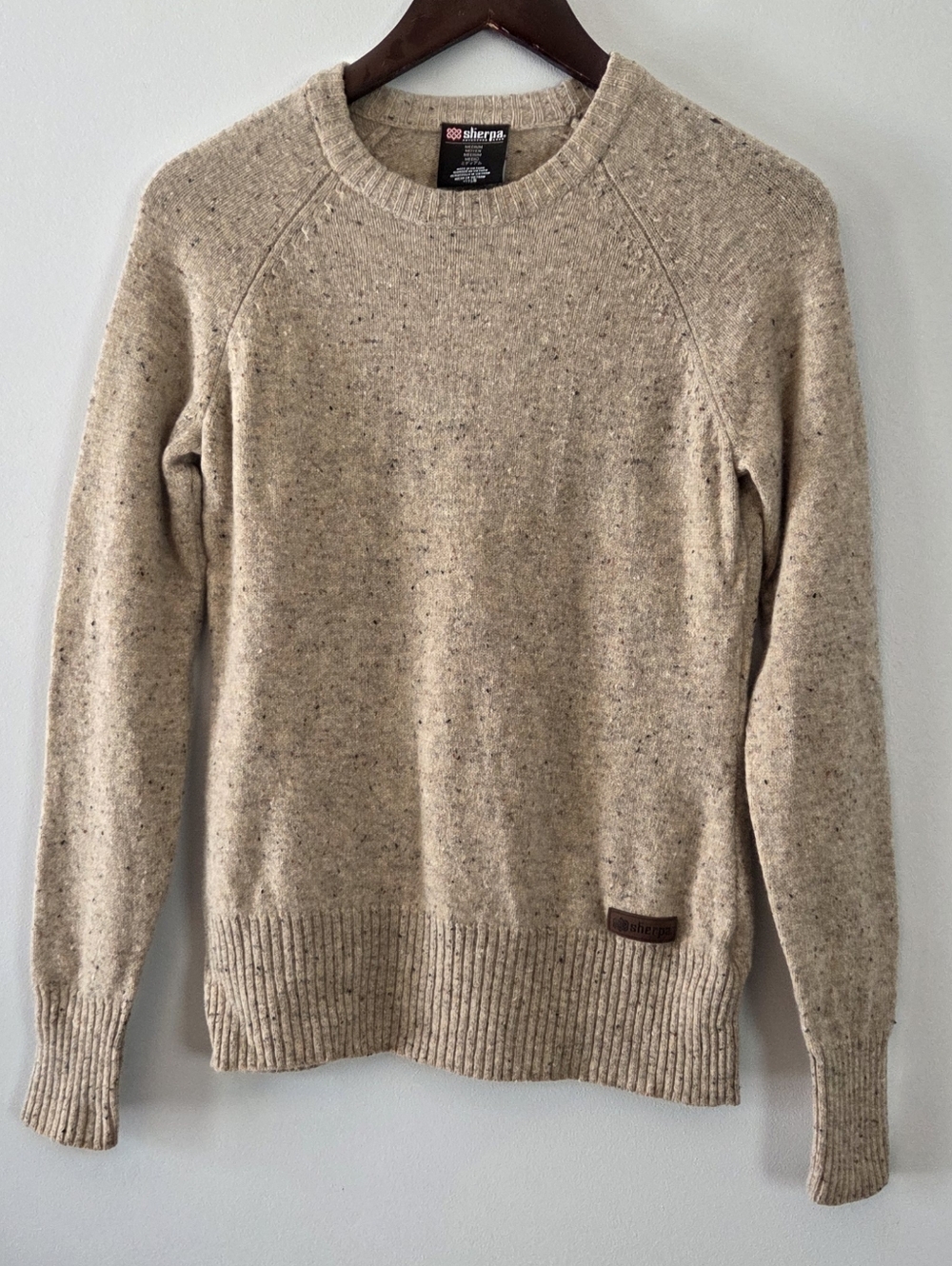 Sherpa Adventure Gear Beige Speckled Crewneck Sweater Size M